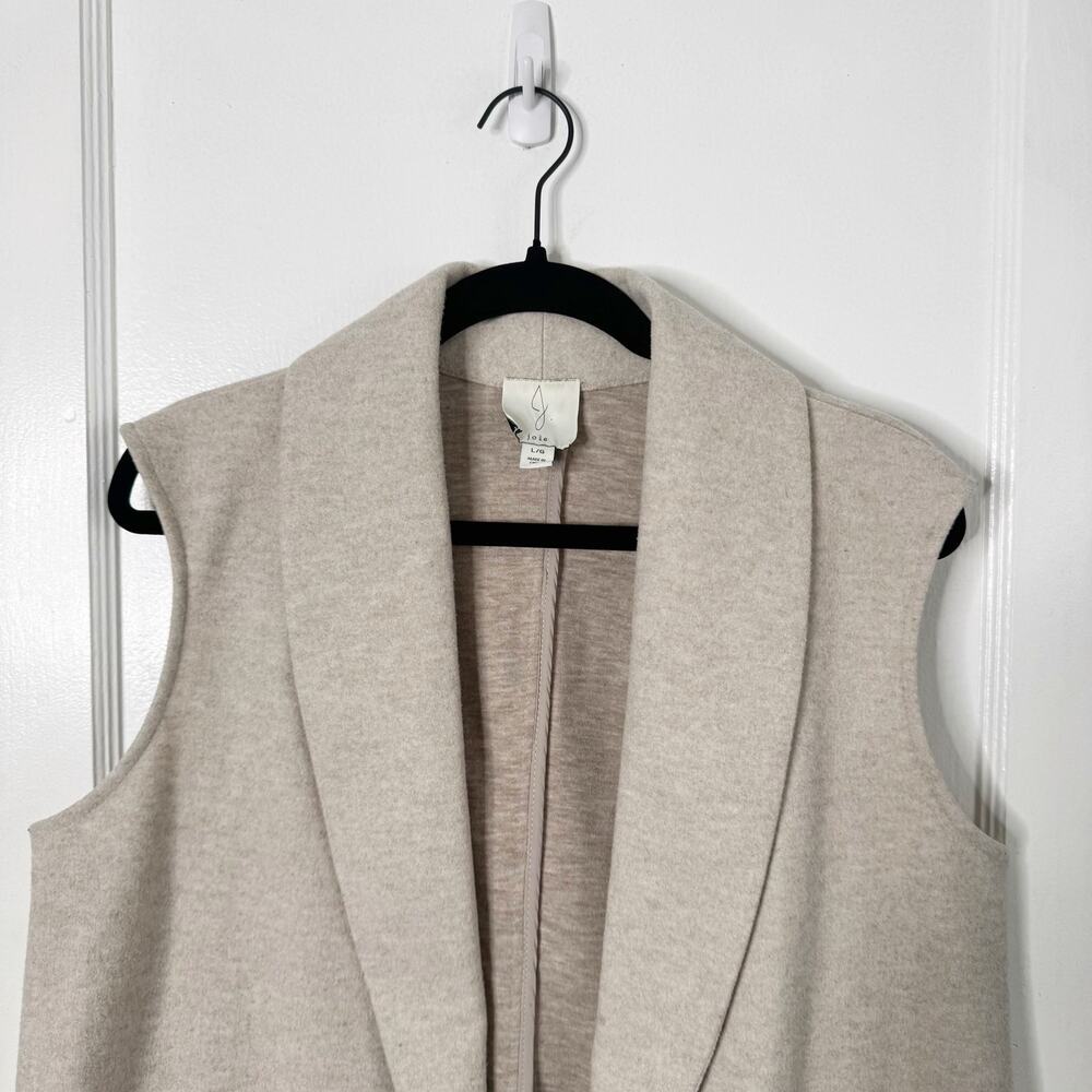 Joie Longline Open Front Duster Cardigan Style Vest Sleeveless Chic Luxe Size L - Picture 2 of 9